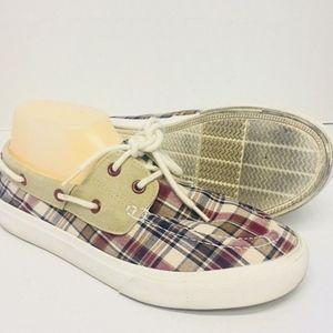Mens CHAPS Plaid boat dock shoes 8M Ralph Lauren